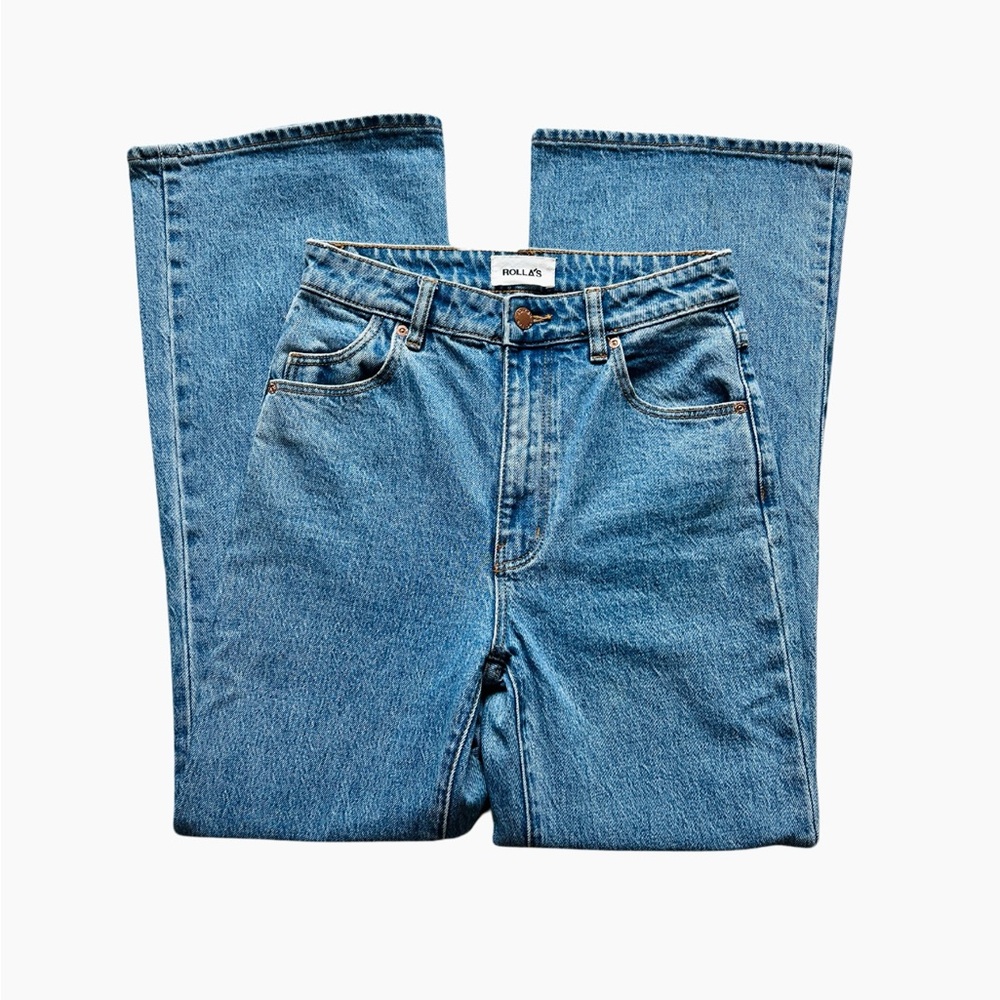 Rollas Eastcoast Crop Flare High Rise Blue 26 8